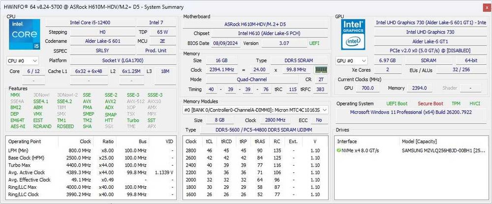 Компютър 12th Generation i5-12400 16GB DDR5