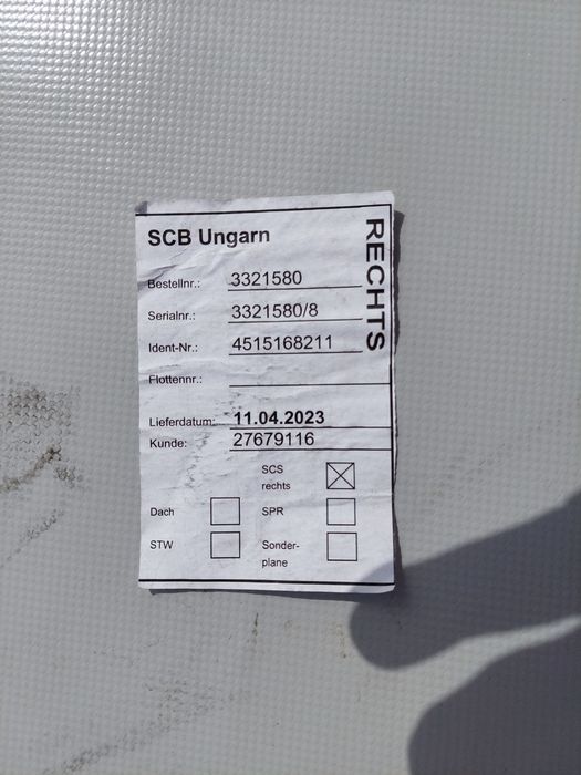 Брезент страница за полуремарке Шмиц SCHMITZ 2023