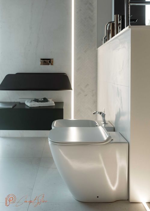 Set sanitare baie Porcelanosa ESSENCE C + bideu + baterie OXO Chrome – stare excelentă (expus showroom)