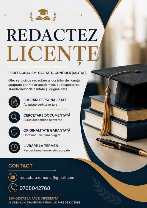 Servicii redactare licență / lucrare academică – experiență 3+ ani