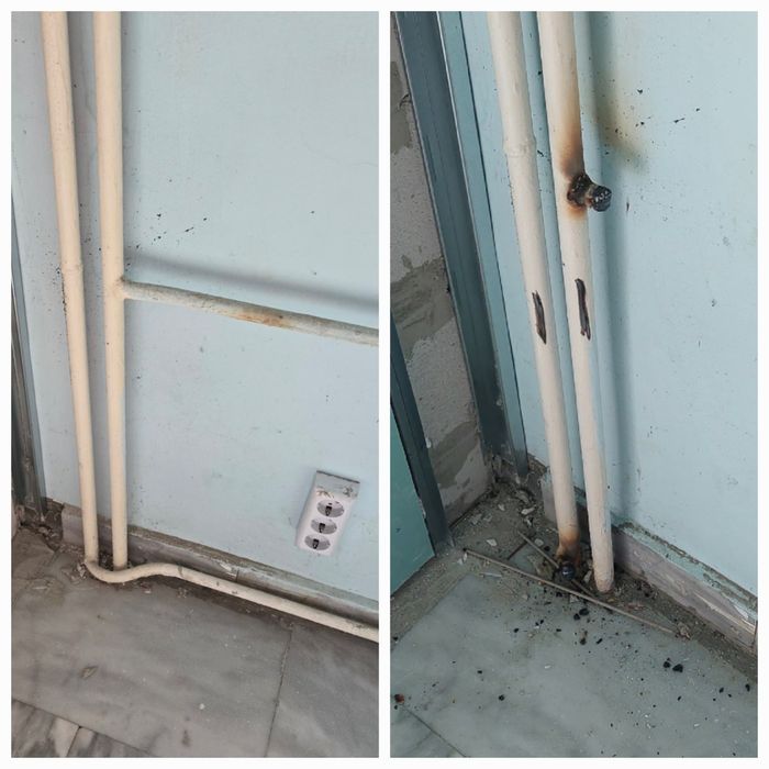 Заварчик тръби на парно.