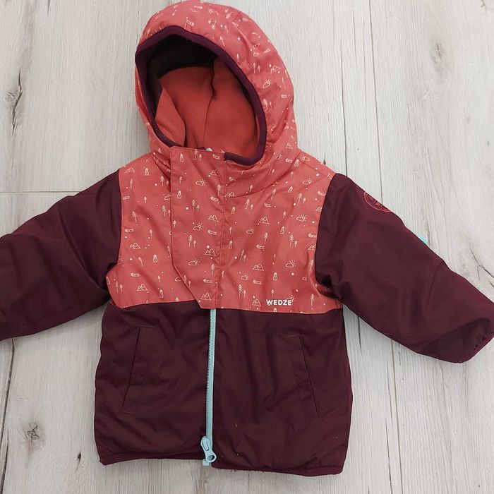 Geacă bebe WEDZE 500 WARM LUGIKLIP mov-roz 18 luni