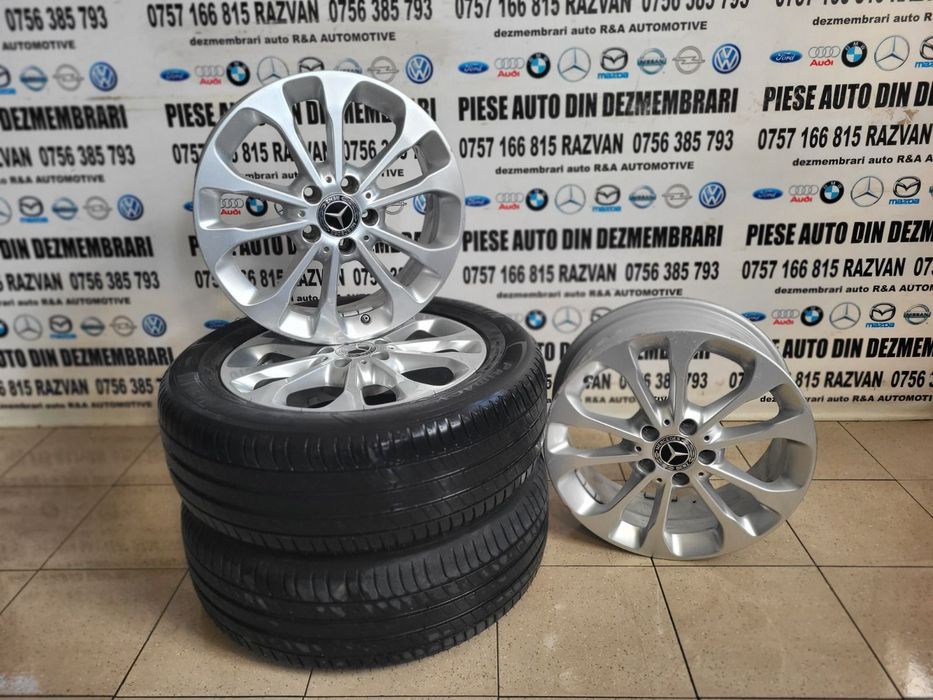 Set Jante Aluminiu R17 Mercedes C E Class A B Class Gla Cla Etc. 5x112 Cu Doua Anvelope Michelin Dot 2618 215/60R17