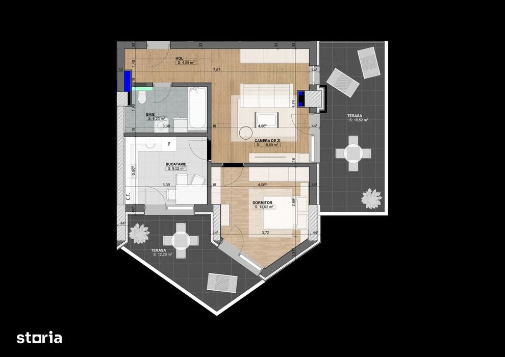 Apartament decomandat 2 camere 53mp Evolution