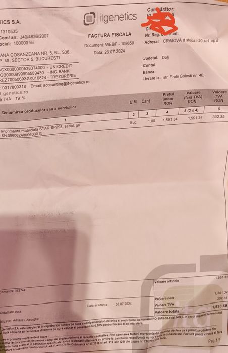 Imprimanta matriciala STAR SP298 serial