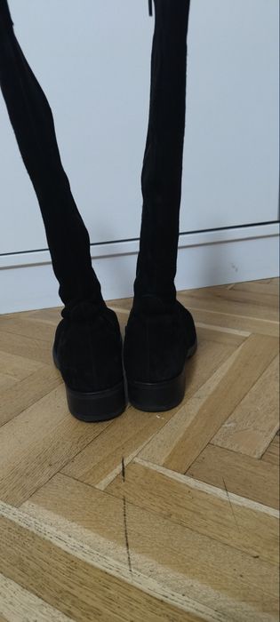 Cizme lungi piele întoarsă cu fermoar,38