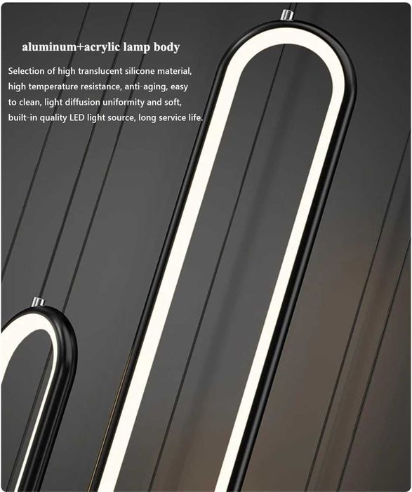 LED ЛЕД геометрична дълга висяща лампа димируема, модерна висяща