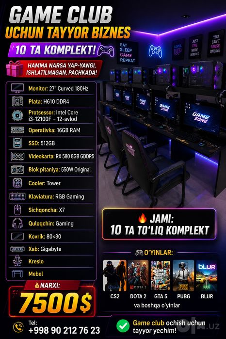 PODKLYUCH Game club urnatib beramiz qulay narxlarda