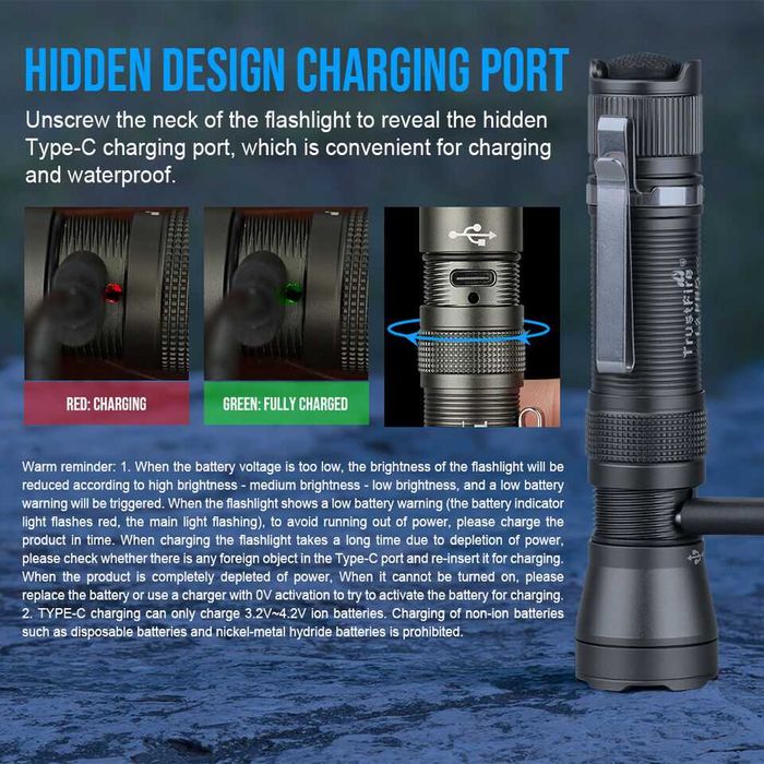 Lanternă TACTICA L2PRO, LED de 1100 lm Typ-C, încărcare