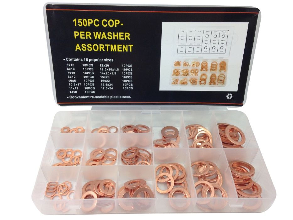 Комплект Медни Уплътнителни Пръстени Дифтунги Шайби 150 броя