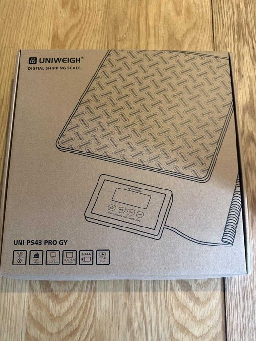 UNIWEIGH 200 кг, Цифрова везна за пощенски пратки, батерии и USB, сива