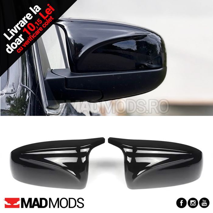 Set capace oglinzi M Performance BMW X5 X6 E70 E71, Negru Lucios