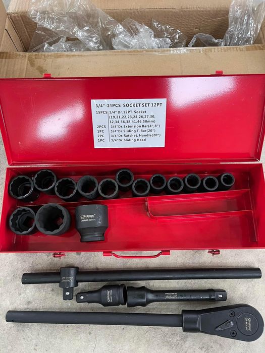 Ударно гедоре 3/4” 12-стенно и 6-стенно 21части