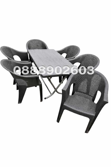 Градински комплект „Хобби“ със сгъваема маса и 6 стола