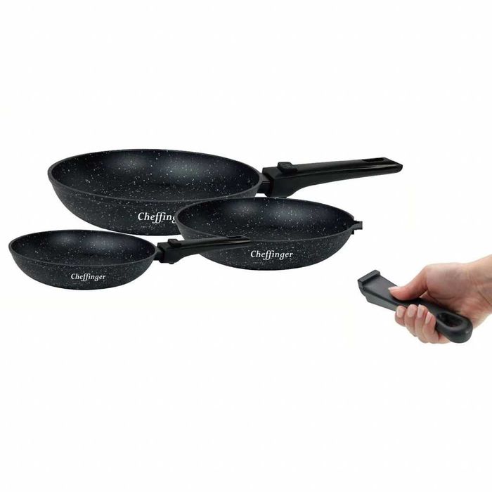 Комплект 3 бр. индукционни тигани Cheffinger с подвижни дръжки