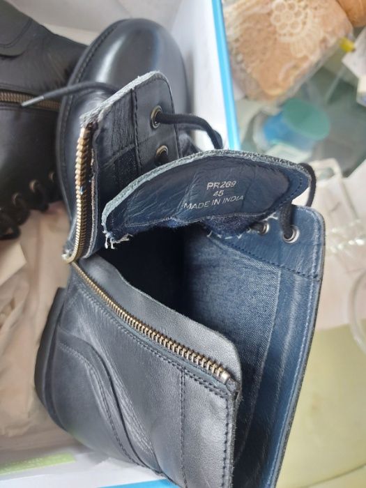 Нови мъжки черни високи боти RESERVED естествена кожа 45 номер