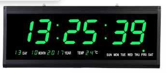 Голям спортен дигитален часовник за стена с дата и температура