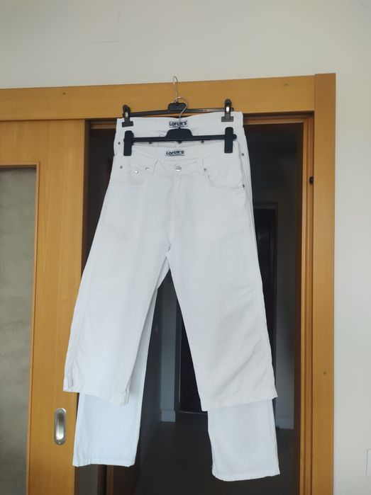 2 pereche Pantaloni albi bumbac de vara bărbați