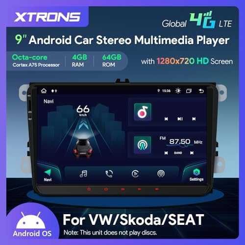 Ново Андроид 9" автомобилно радио 4+64GB GPS Bluetooth за VW SKODA