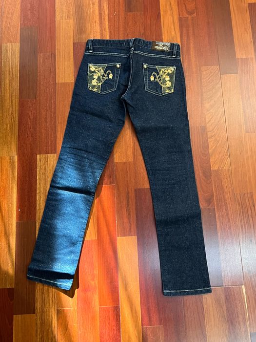 Дамски дънки със златна бродерия