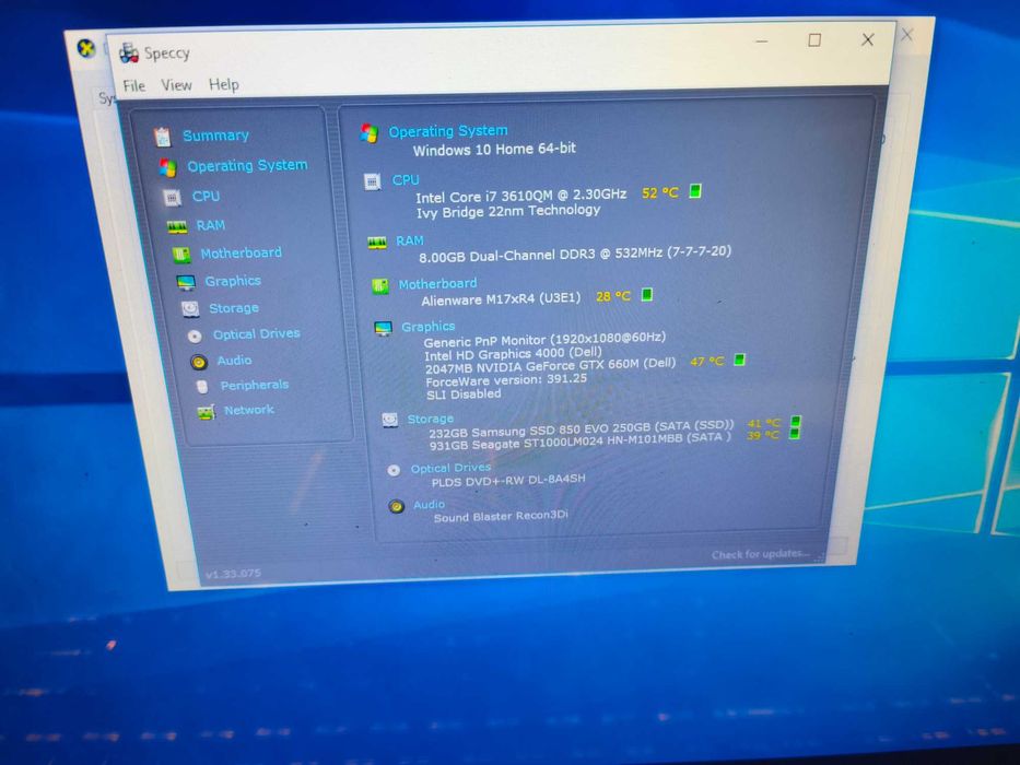 laptop Alienware M17xR4 i7 3610qm 8gb ram gtx 660m ssd 256gb 1tb