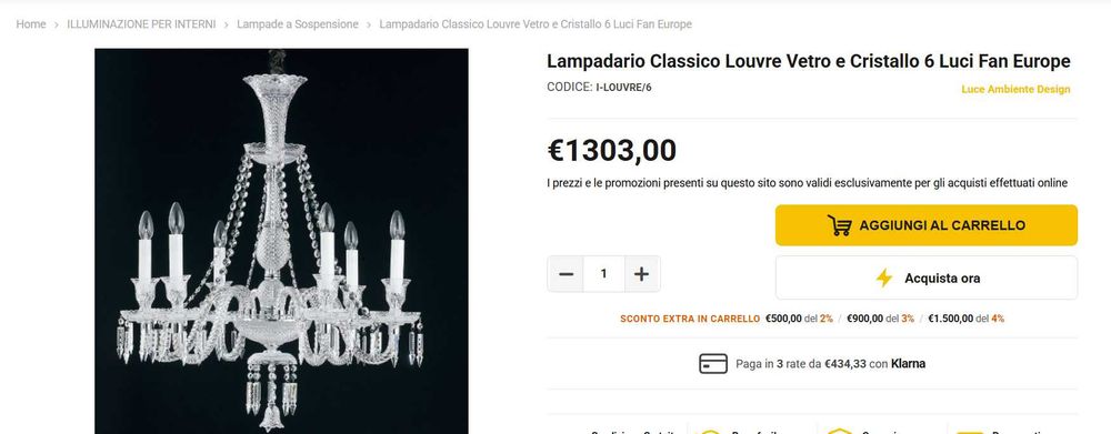 Candelabru LUX Louvre cristal ITALIA - Luce Ambiente  120cm NOU