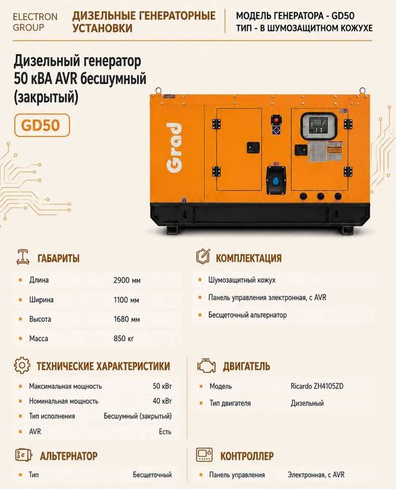 Генераторы дизельные от 50кВт