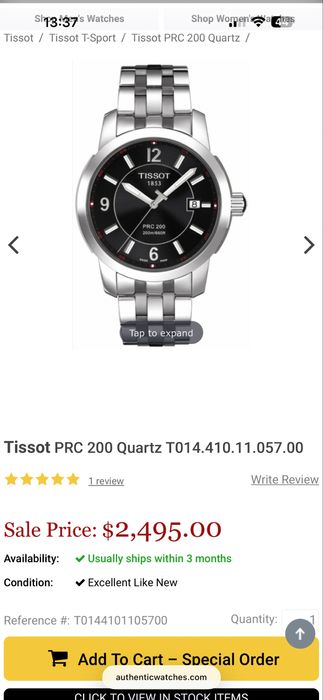 Ceas barbatesc Tissot T-Sport PRC 200 Quartz T014.410A - raritate !
