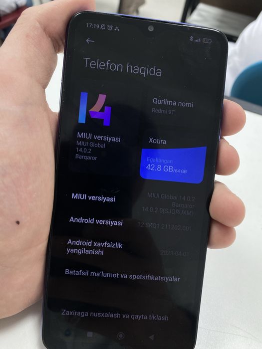 Redmi 9T ishlab turgan arzon telefon