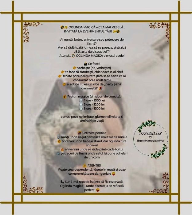 Oglinda magica de inchiriat-1000 lei