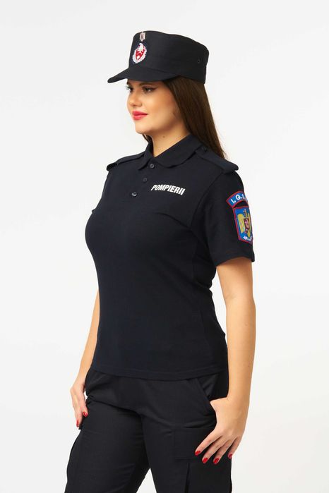 Tricou polo pompieri maneca scurta cu suport de grad