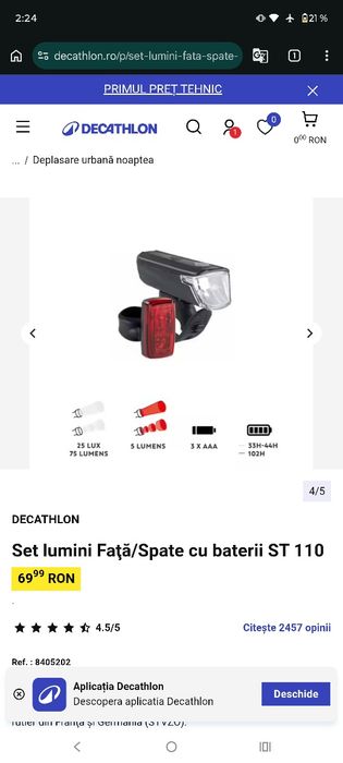 Vând set lumini LED bicicletă