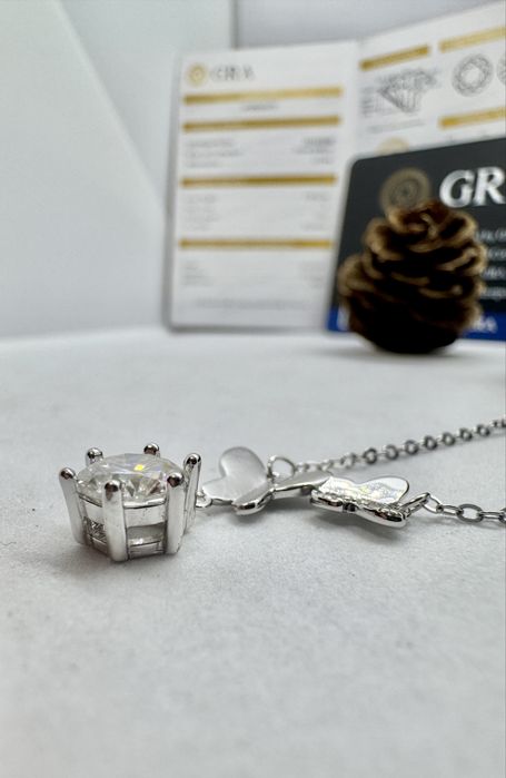 Сребърно колие с мойсанит (диамант) 1 карат