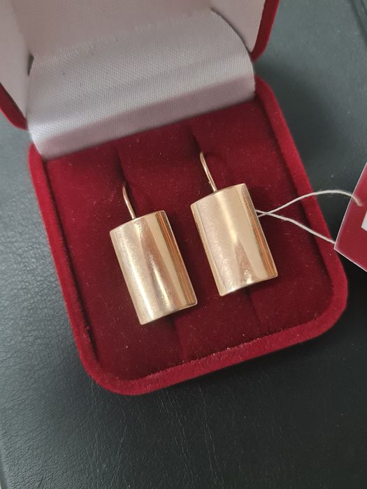 Золотые новые серьги Пластины 585 пробы