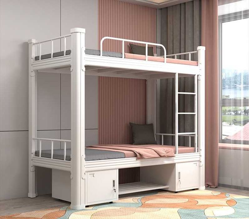 Двухъярусная металлическая кровать для взрослых, с лестницей, прочная