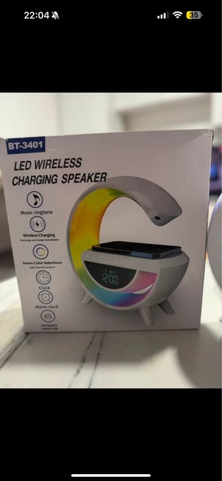 Les wireless charging Incarcator wireless cu boxa si lampa de veghe