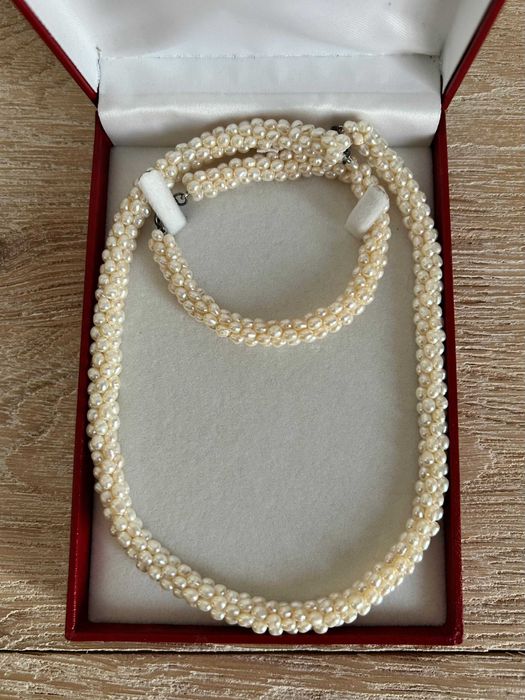 set colier si bratara perle de naturale de cultura