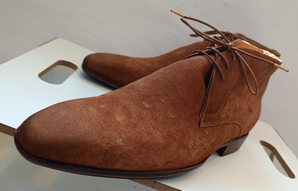 Ghete chukka 42 42.5 43 de lux GREVE NOI lucrate manual piele naturala