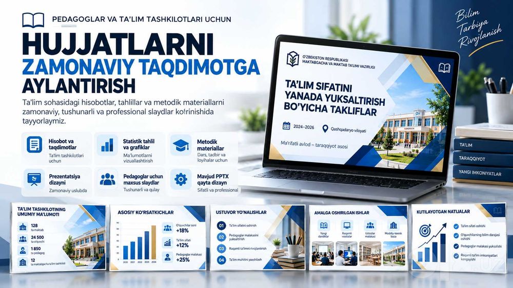 Professional taqdimotlar tayyorlayman
