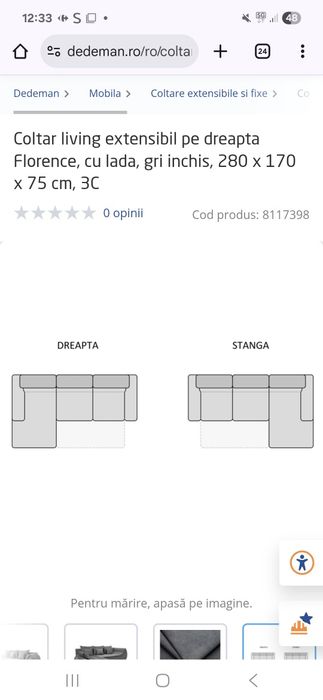Coltar extensibil gri închis si gri deschis