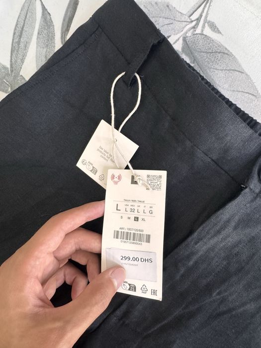 Льняные брюки Zara чёрного цвета