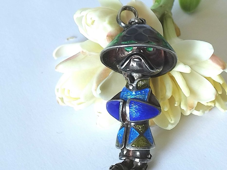 Email si argint masiv pandant