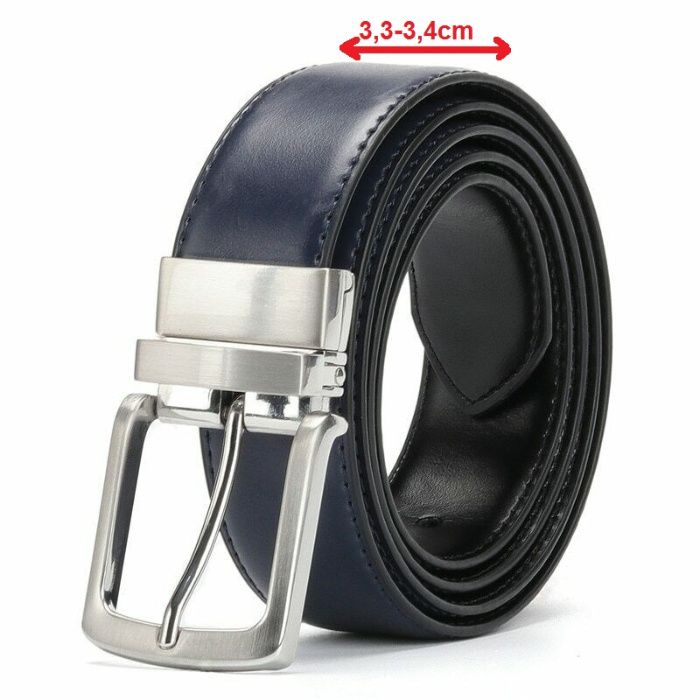 Curea bussines cu 2 fete albastru inchis/negru. Noua ambalata!