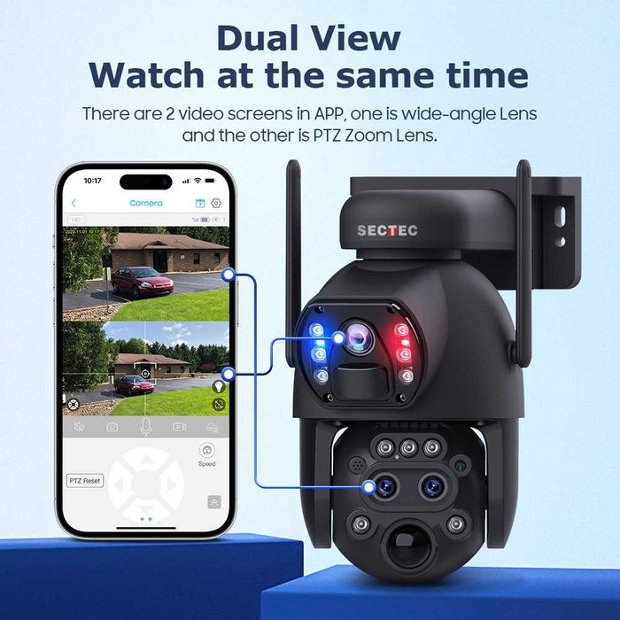 4G Соларна PTZ камера 6MP с 3 обектива, 15X zoom,  и SIM за 1 год.