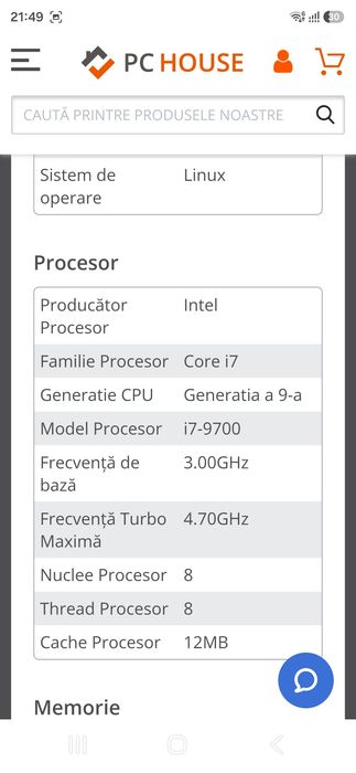 Fujitsu Esprimo D738 SFF, Core i7-9700 4.70GHz, 32GB DDR4, 512GB SSD M.2 NVMe, calculator refurbished