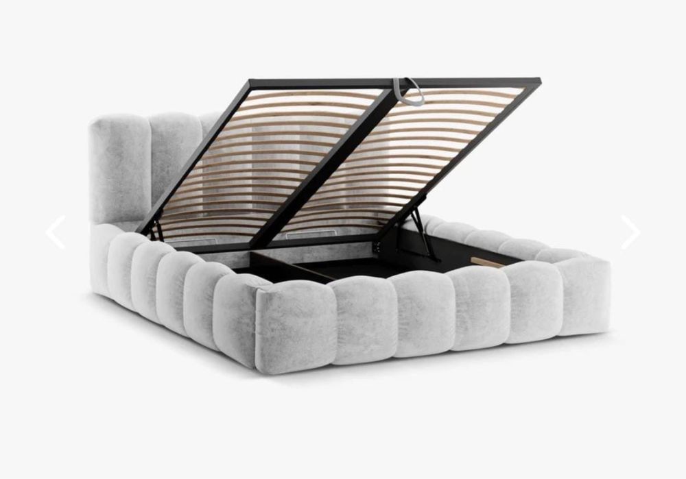 Pat tapițat 180x200 - cu lada de depozitare și somnieră - NOU sigilat