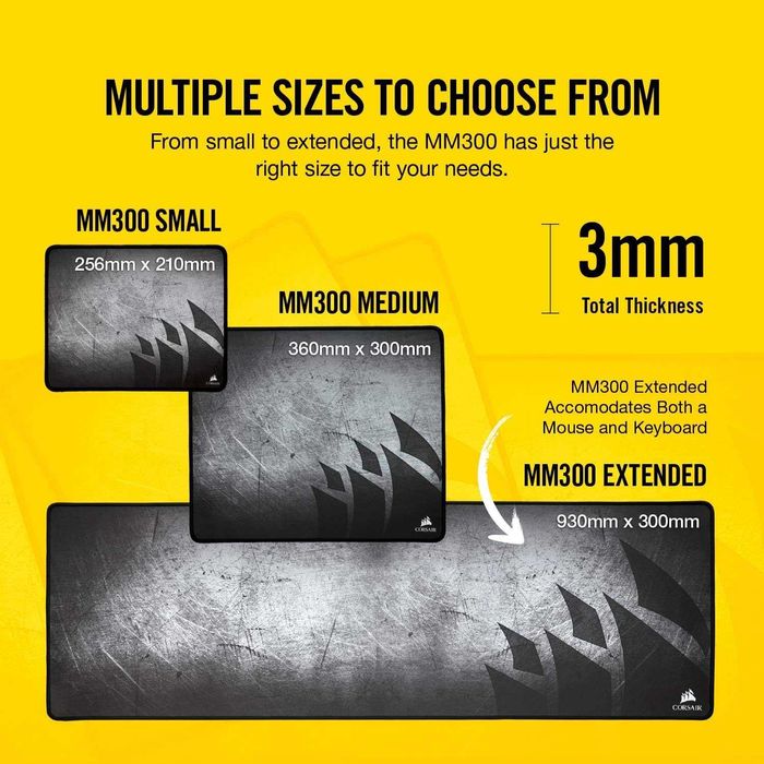 Corsair MM300 Anti-Fray Cloth Gaming Mouse Pad Extended (93*30*0.3 см)