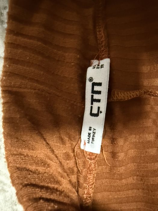 Compleu dama caramiziu casual elegant bluza si pantaloni evazati