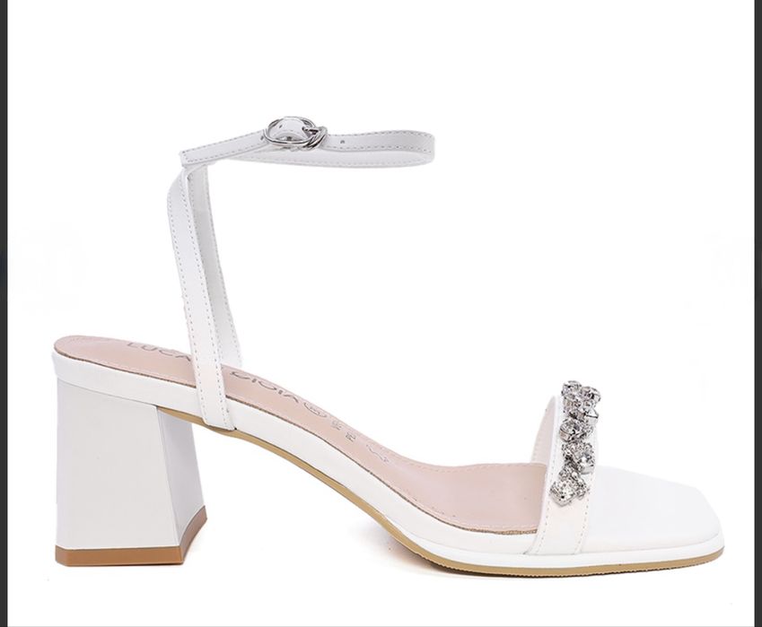 Sandale piele albe