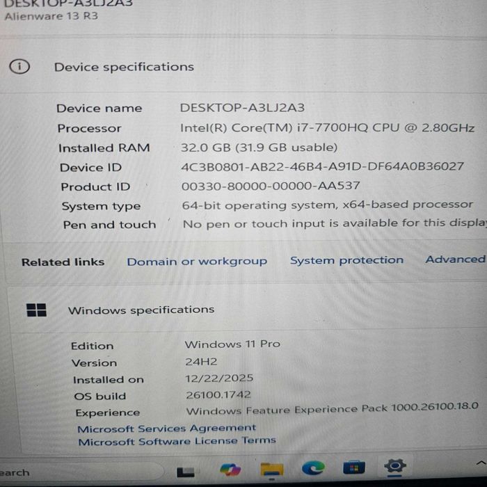 Dell Alienware 13 R3 | i7-7700HQ | 32GB RAM | GTX 1070 батерия 0 цикъл